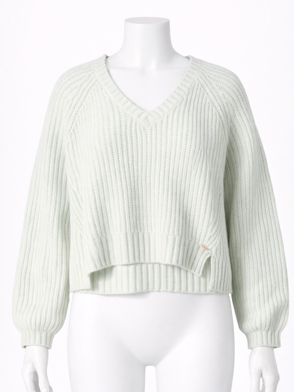 Savage X Fenty Mint Green Cropped Knit Sweater V-Neck Size Small NEW